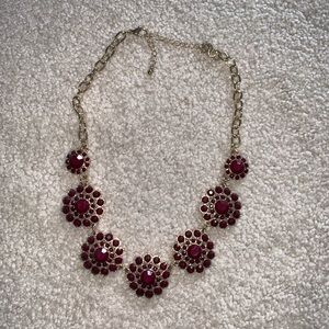Burgundy Statement Necklace (with Gold Chain)